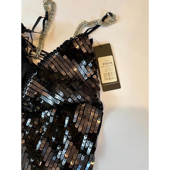 NWT Akira Black Label Women Sequin Beaded Party Cocktail Mini Dress Size Small - Picture 7 of 10